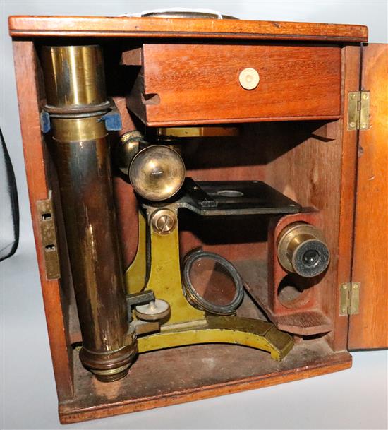 Victorian microscope and slides